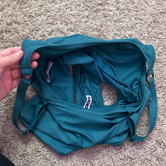 DKNY teal one piece bathing suit w/ built in bra M - Picture 9 of 9